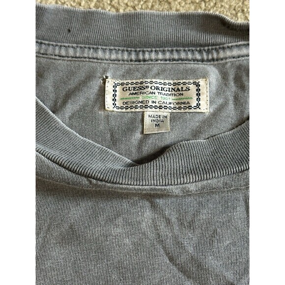 Vintage 90s Guess Surf Fader T Shirt Distressing Double Sided Grey Size Medium - Picture 3 of 7